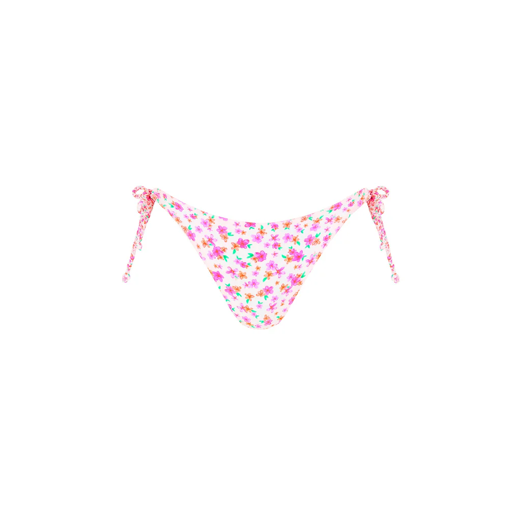 Kulani Kinis: Flamingo Flora Braided Tie Classic Bikini Bottom