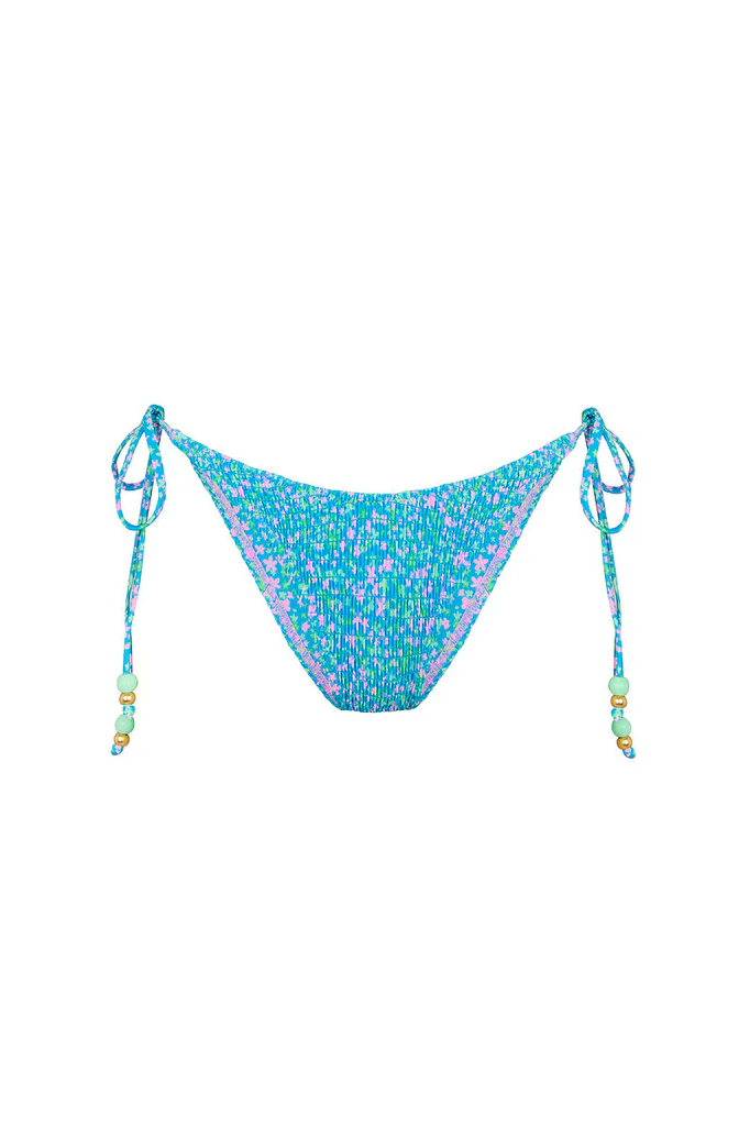 Kulani Kinis: Ocean Kisses Shirred Dipped Cheeky Tie Bikini Bottom
