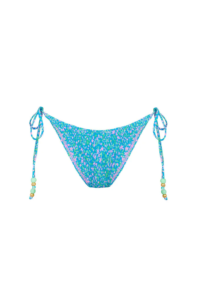 Kulani Kinis: Ocean Kisses Shirred Dipped Cheeky Tie Bikini Bottom