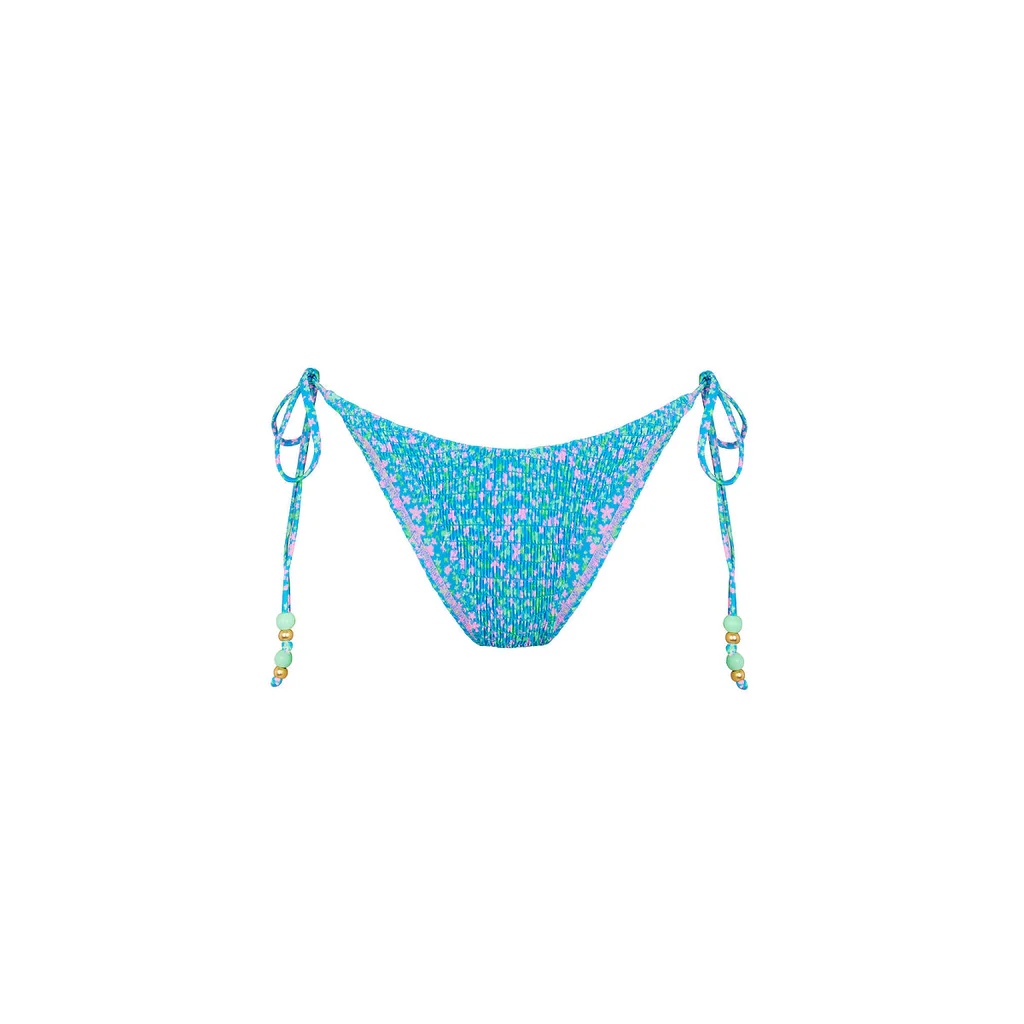Kulani Kinis: Ocean Kisses Shirred Dipped Cheeky Tie Bikini Bottom