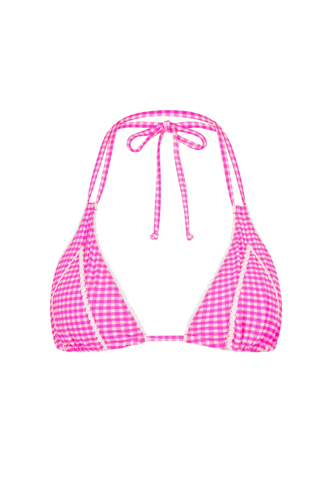 Kulani Kinis: Pink Diva Decorative Panel Halter Bikini Top