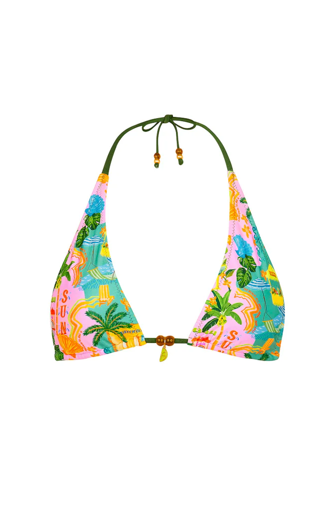 Kulani Kinis: Sunlit Spritz Classic Tie Halter Bikini Top