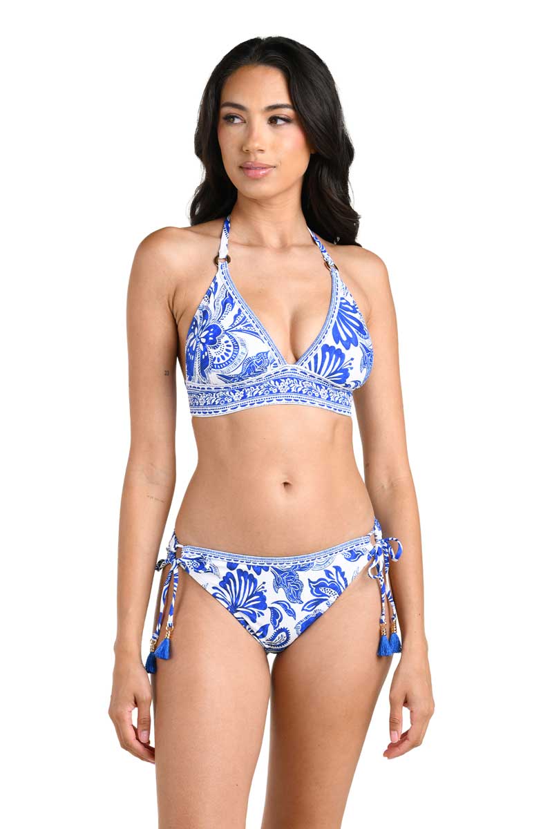 La Blanca: Botanical Brocade Banded Halter Top