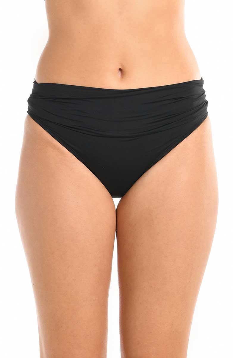 La Blanca Island Goddess Shirred Band Hipster Bottom in Black
