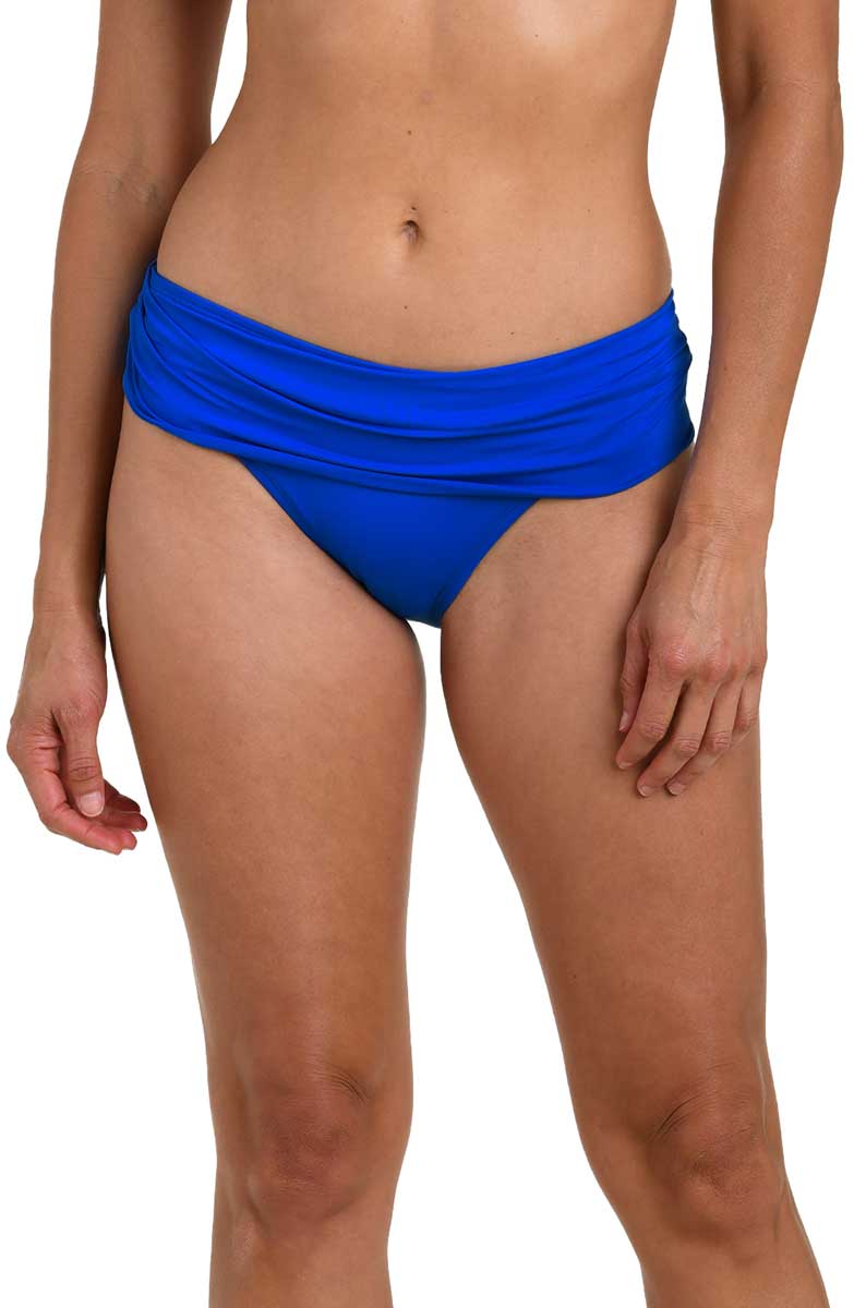 La Blanca: Island Goddess Shirred Band Hipster Bottom - LAPIS