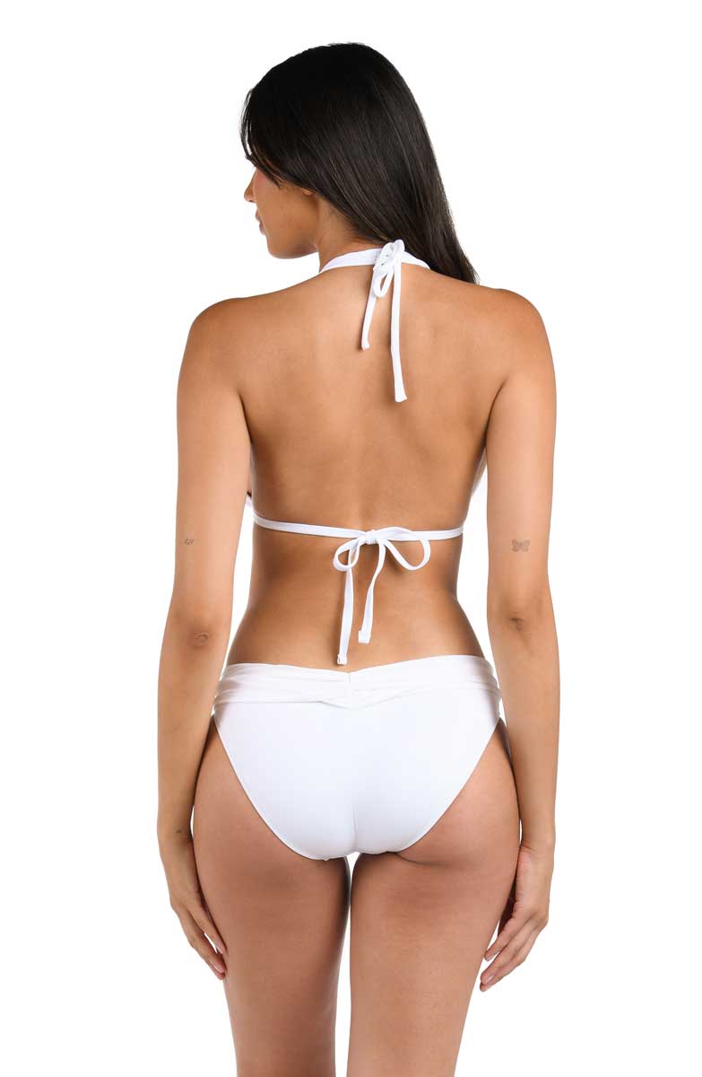 La Blanca: Island Goddess Solid Halter Triangle Top - WHITE