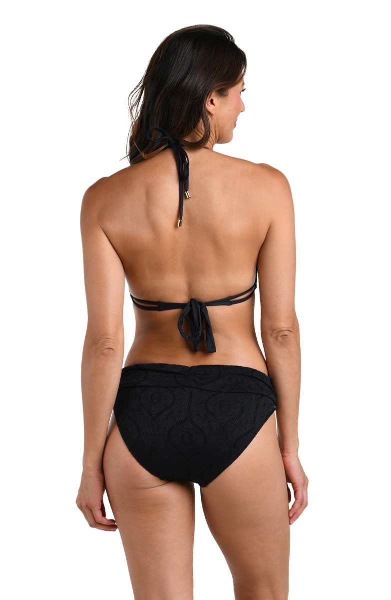 La Blanca: Mantra Medallion Halter Top - BLACK