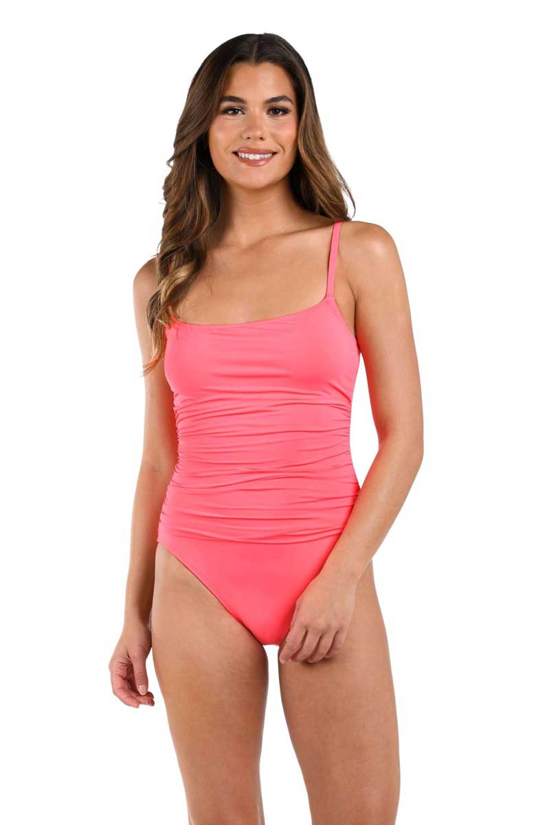 La Blanca: One Piece Island Goddess Solid Lingerie Mio - CORAL