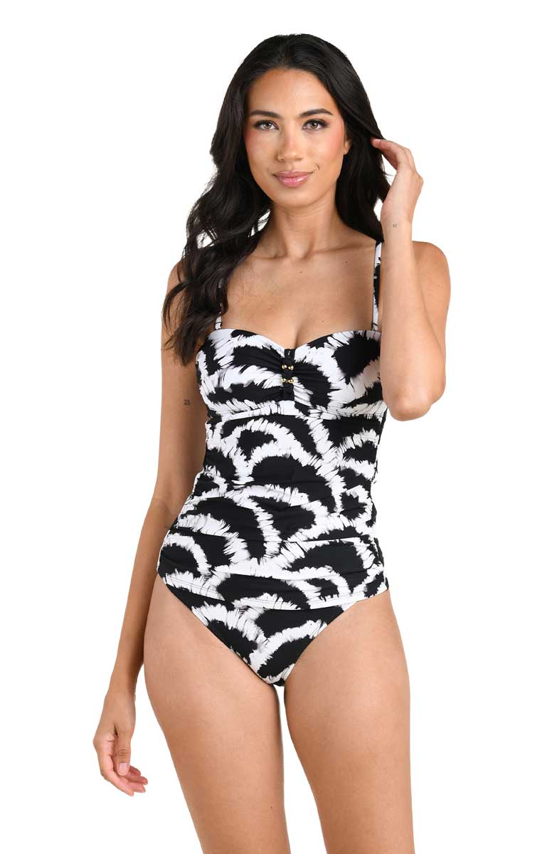 La Blanca: Woven Shadows Bandeau Tankini Top