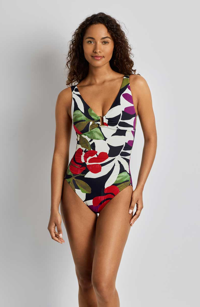Lauren: One Piece Modern Jungle Floral Ring Underwire Swimsuit