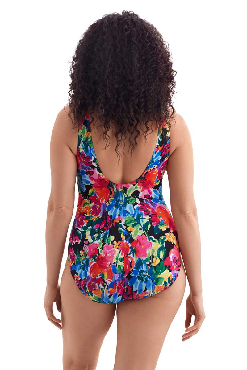 Longitude: One Piece Blooming Bouquet Twist Draped Tank Swimsuit