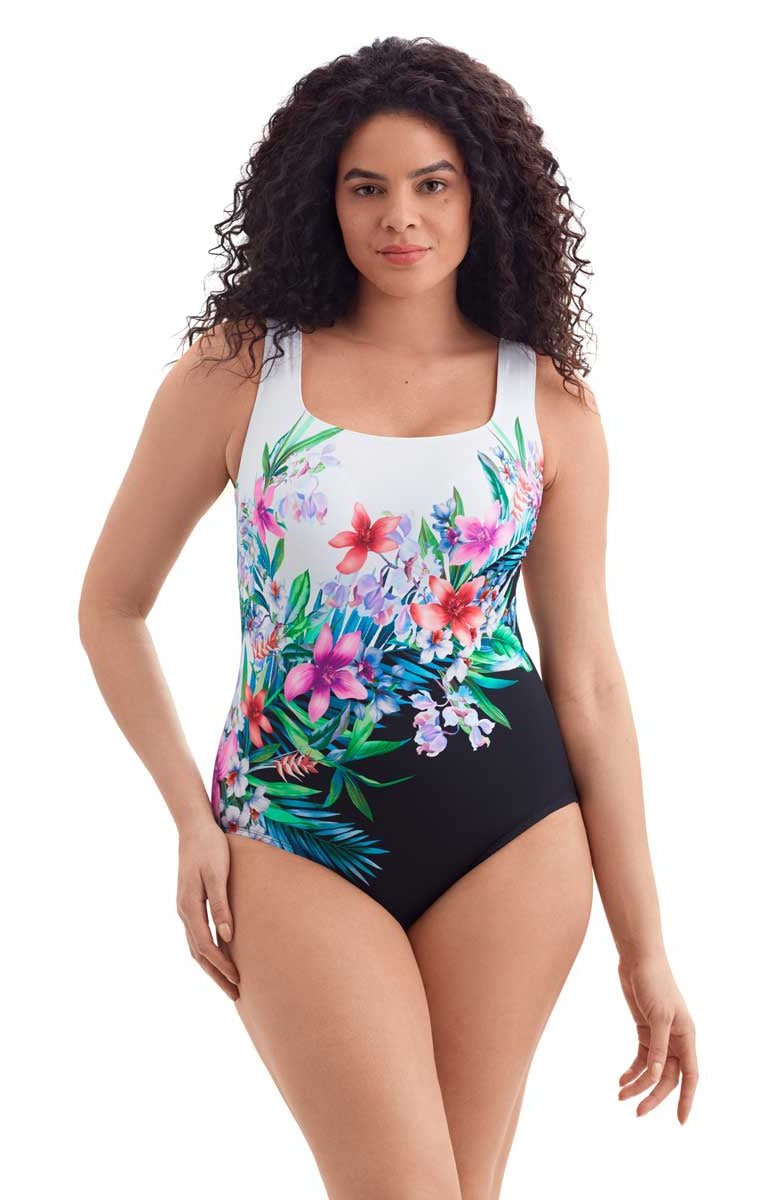 Longitude: One Piece Bora Bora Long Torso Panel Scoopneck Swimsuit