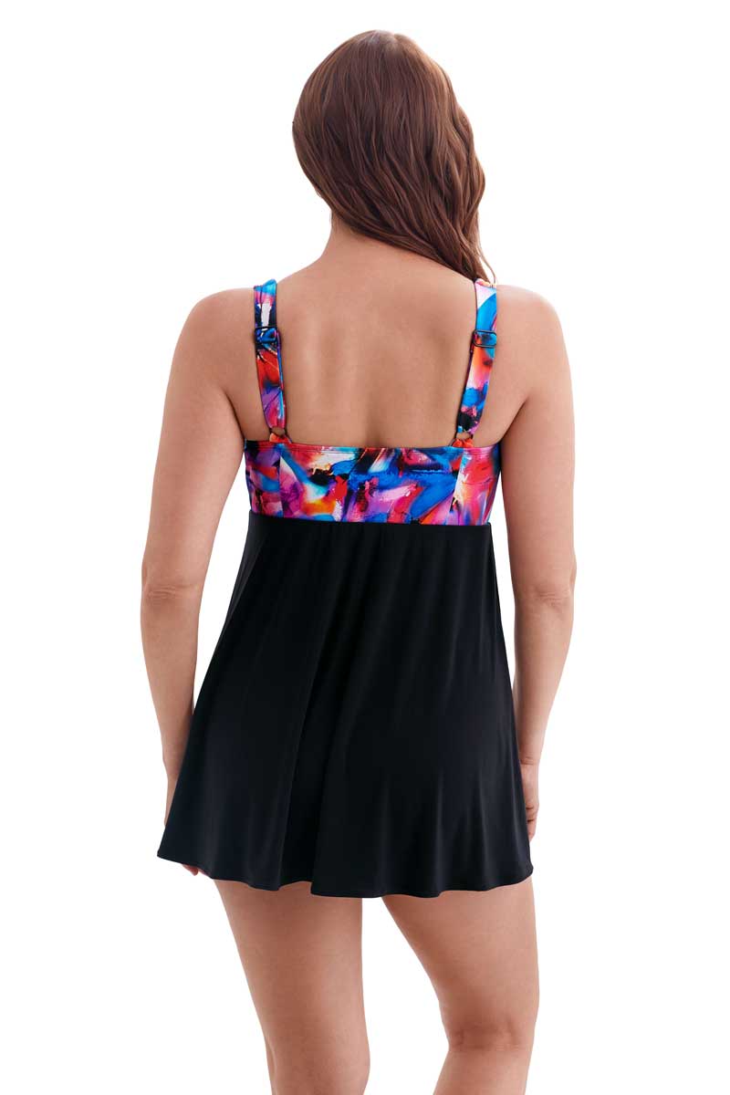 Longitude: One Piece Brushpainter Crossover Plunge Swimdress