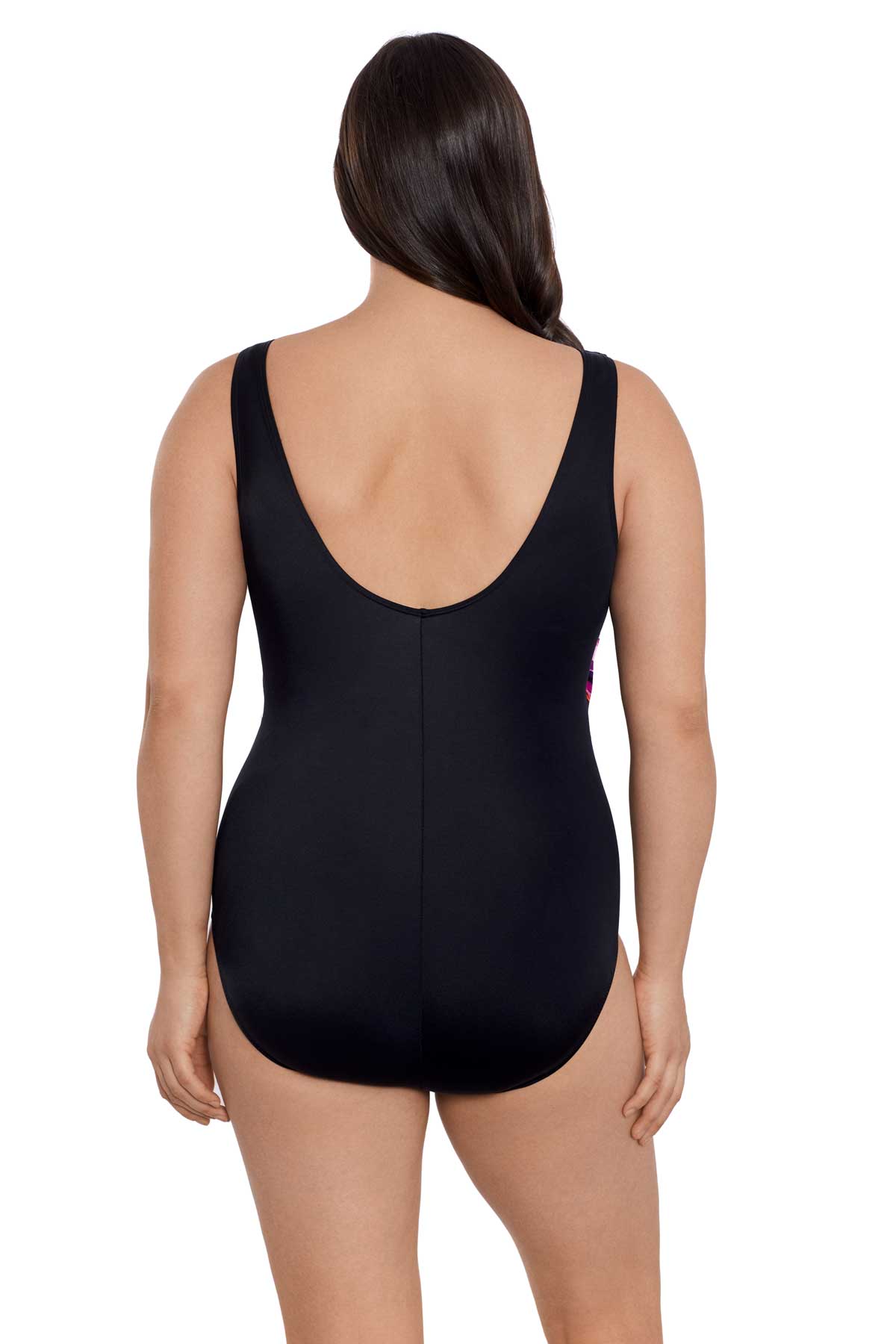 Longitude: One Piece Ribbon Candy Long Torso Ruffle Surplice Swimsuit