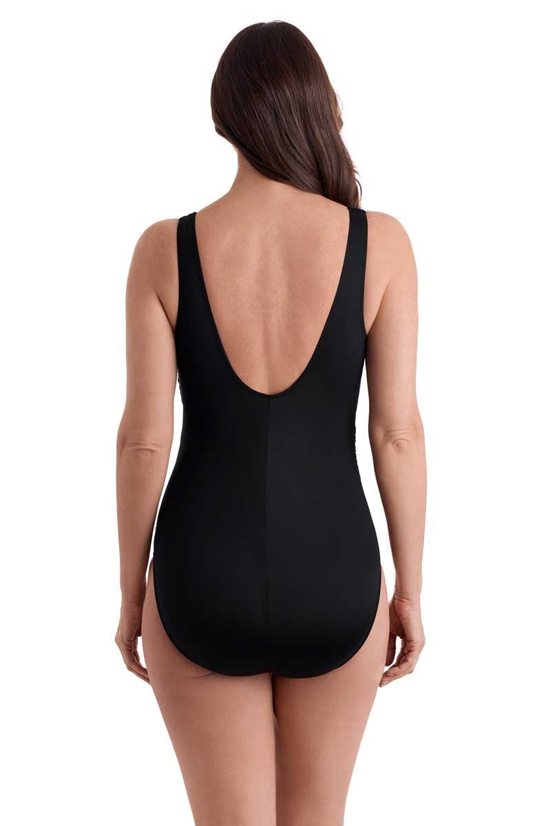 Longitude: One Piece Tinseltown Long Torso Wrap Sash Tank Swimsuit
