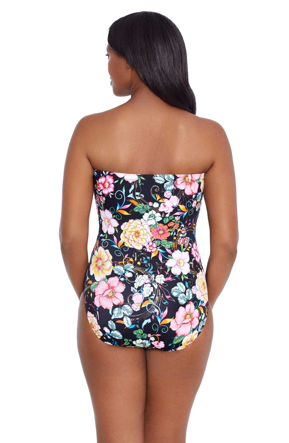 Longitude: One Piece True Romance Long Torso Side Shirred Bandeau Swimsuit