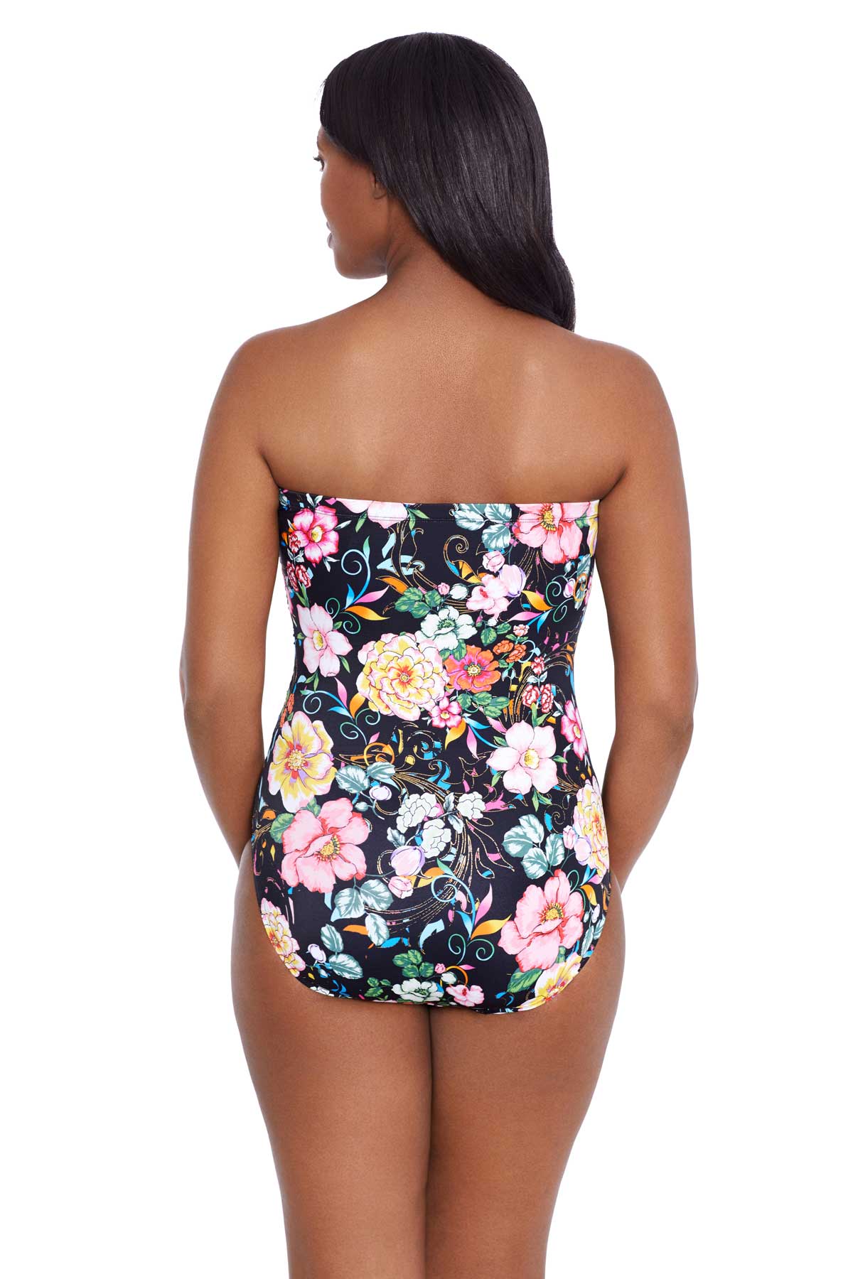 Longitude: One Piece True Romance Long Torso Side Shirred Bandeau Swimsuit