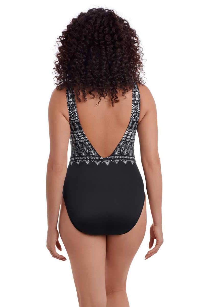 Longitude: One Piece Tribal Nights Long Torso Highneck Swimsuit