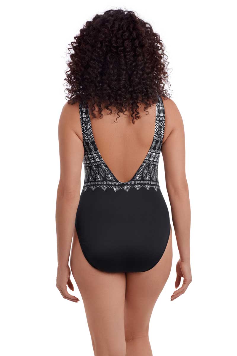 Longitude: One Piece Tribal Nights Long Torso Highneck Swimsuit