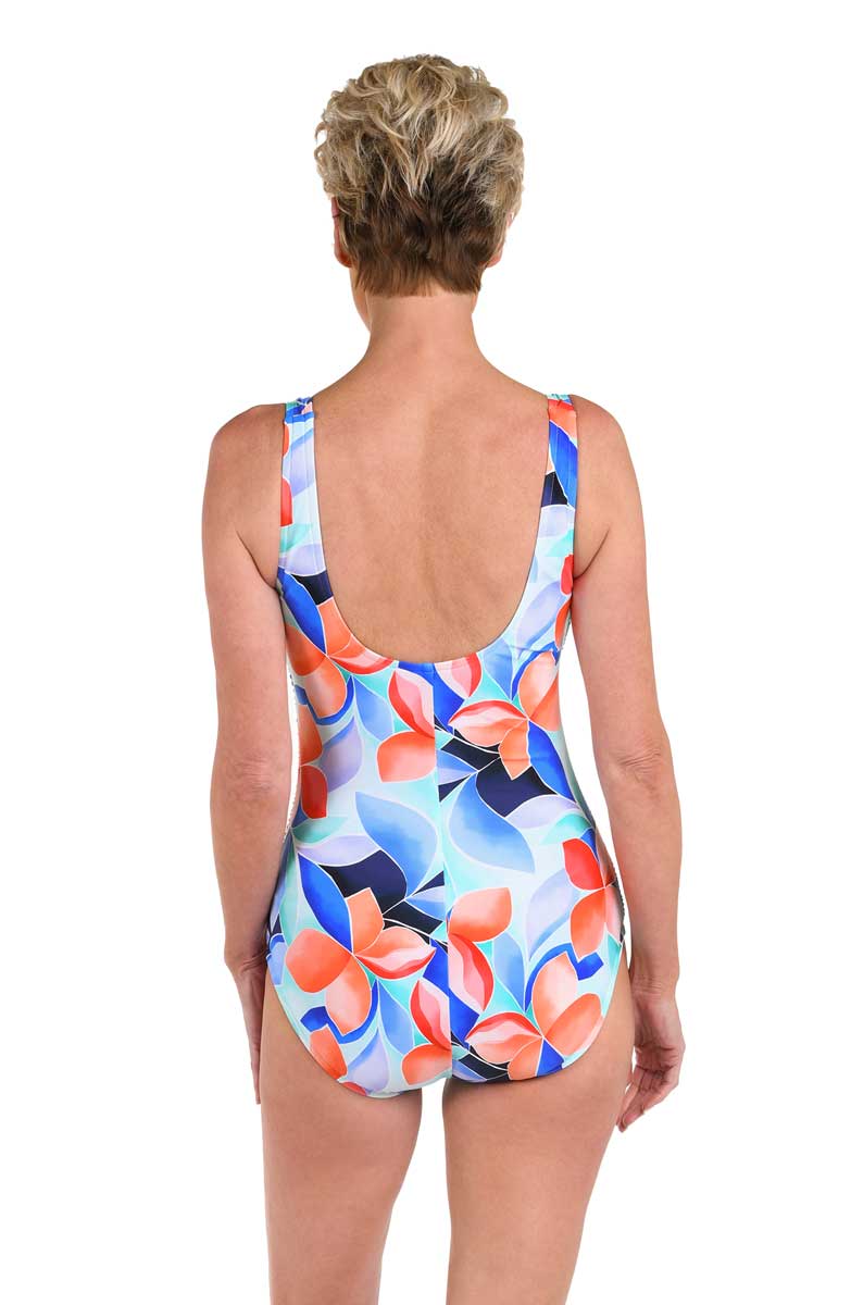 Maxine: One Piece Mosaic Leaves Side Shirred Mio