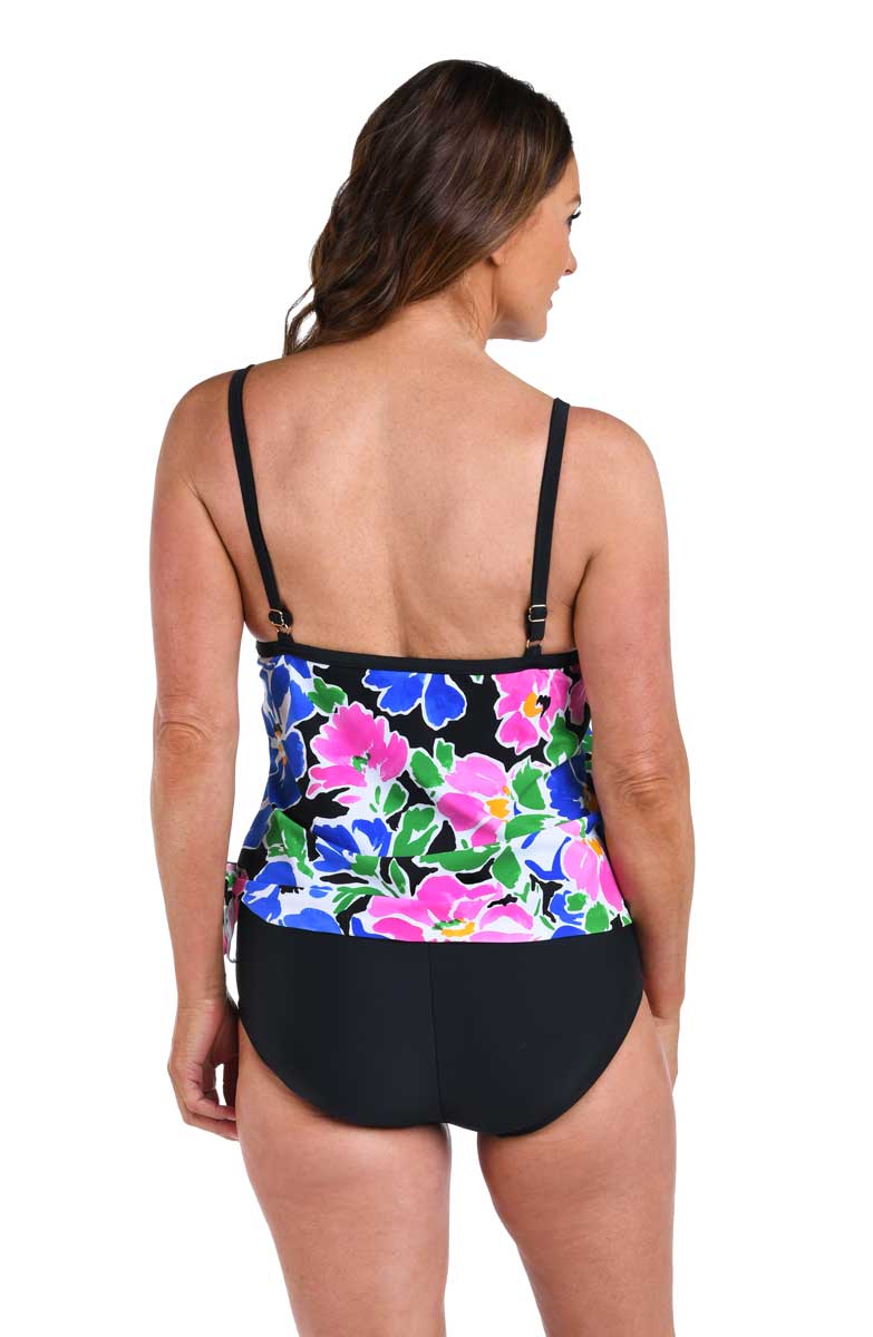 Maxine: One Piece Summer Splash Scoop Neck Faux Tankini
