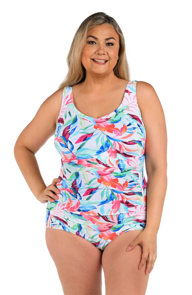 Maxine: Plus Size One Piece Dominica Breeze Side Shirred Mio