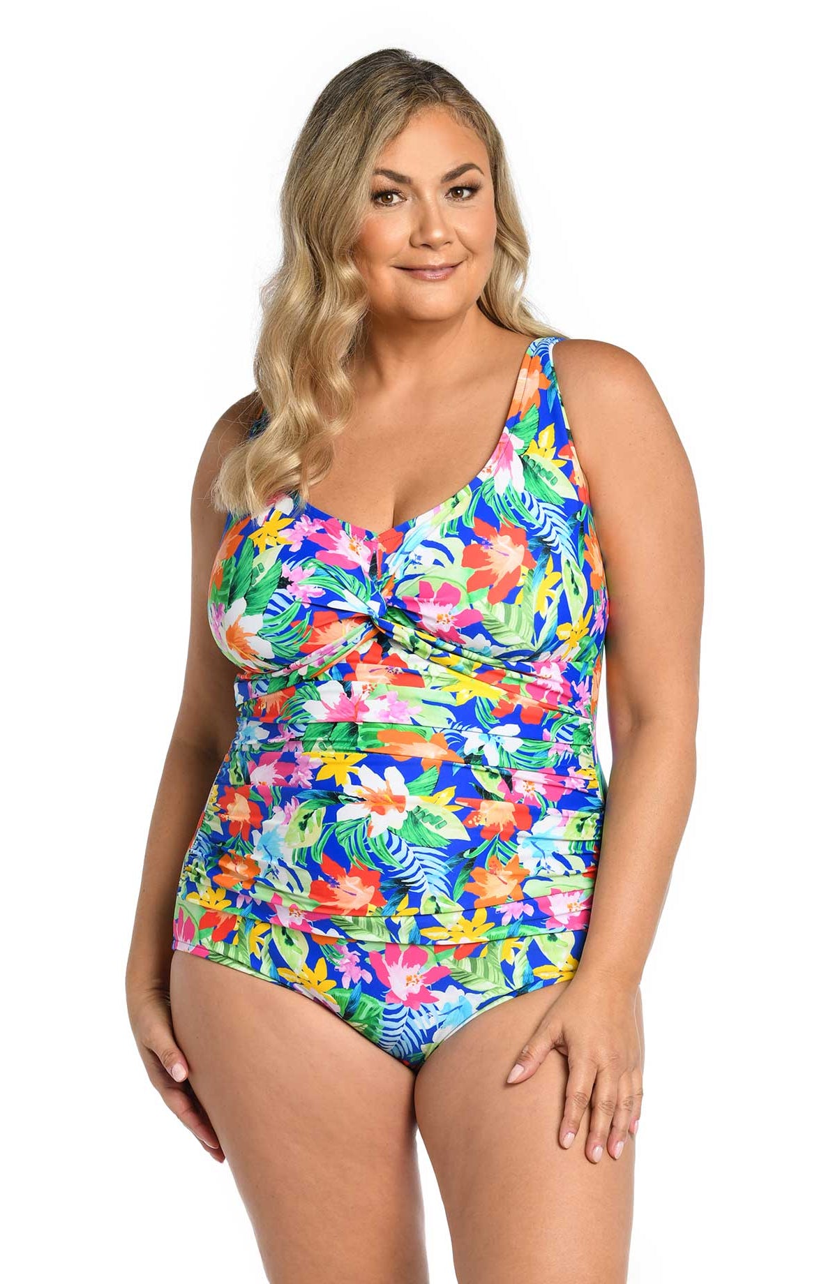 Maxine: Plus Size One Piece Hula Holiday Twist Front Mio