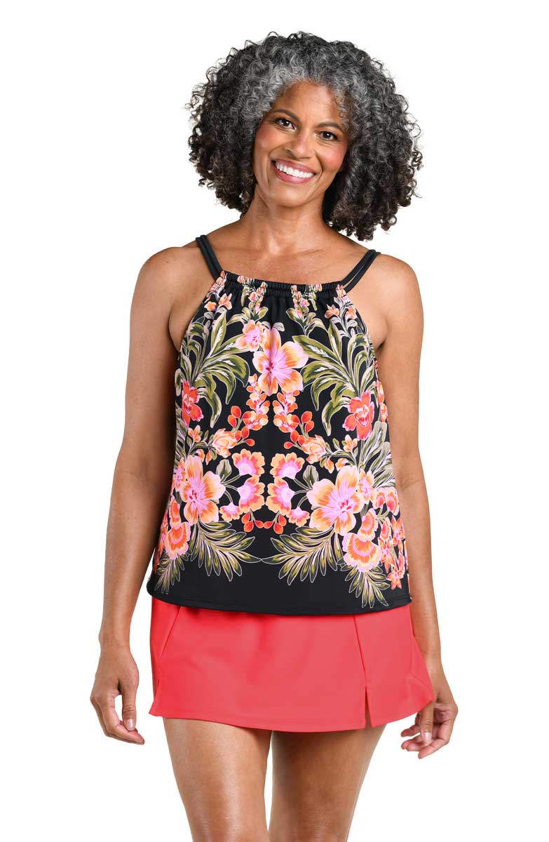 Maxine: Rainforest Reflection High Neck Tankini Top
