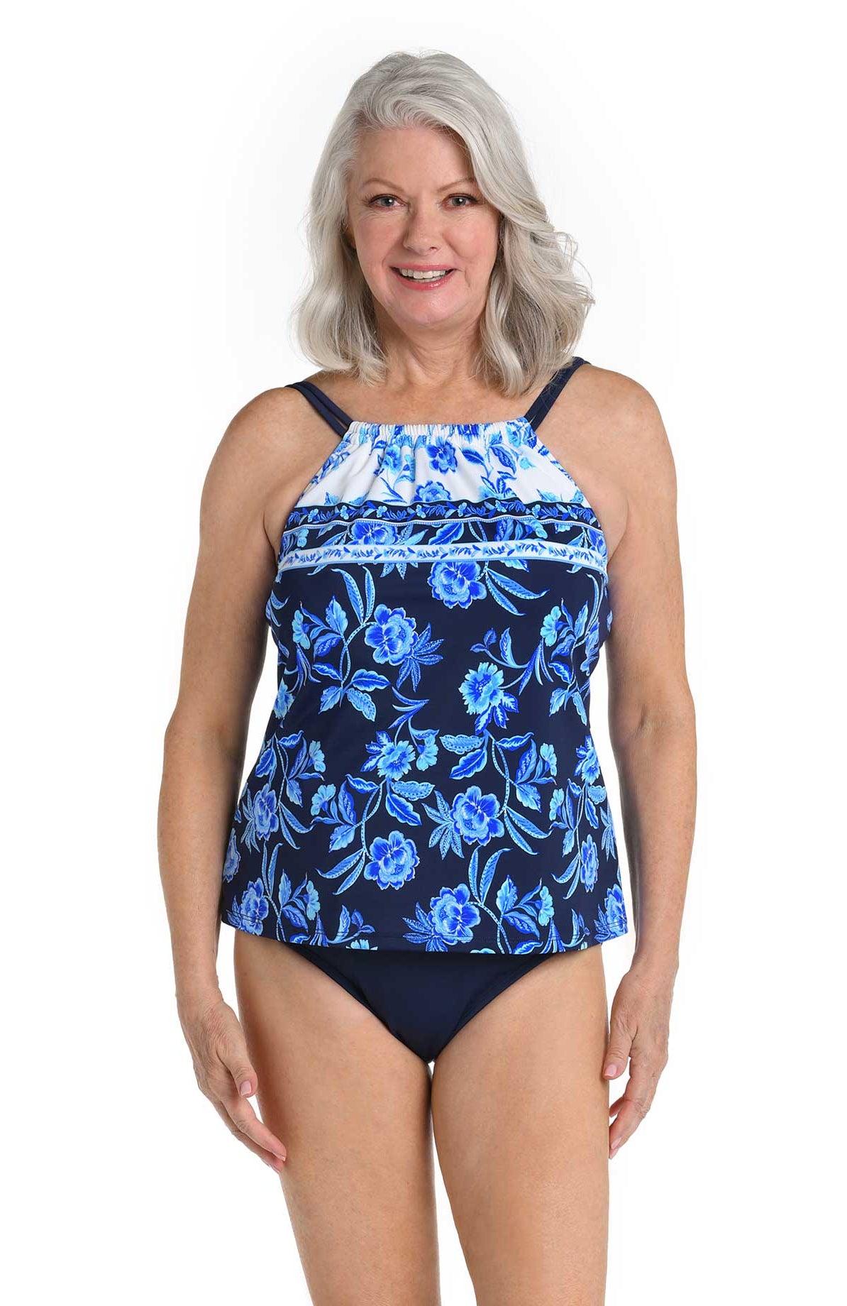 Maxine: Shibori Vines Flutter Tankini Top