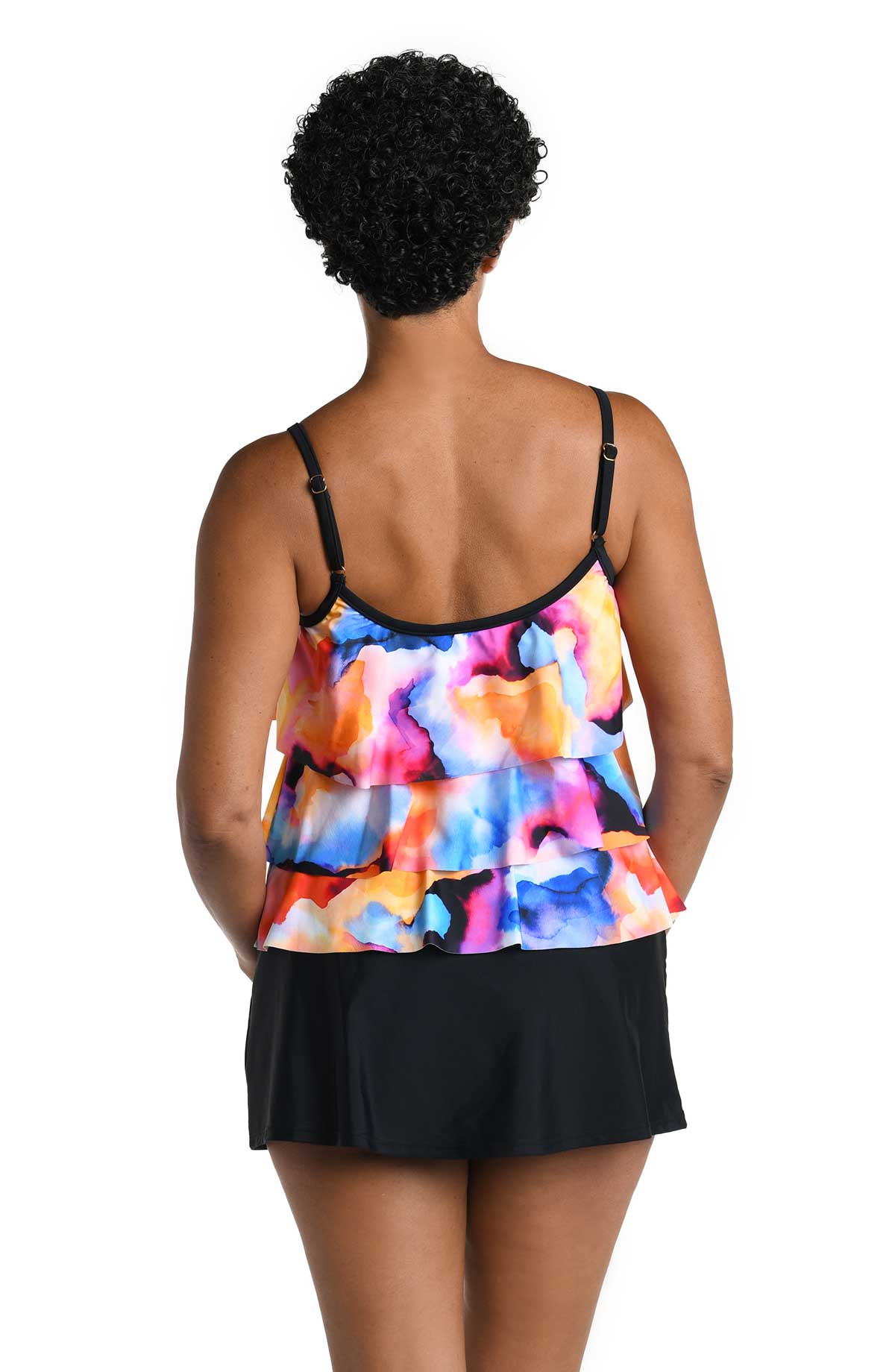 Maxine: Watercolor Bliss Triple Tiered Tankini Top