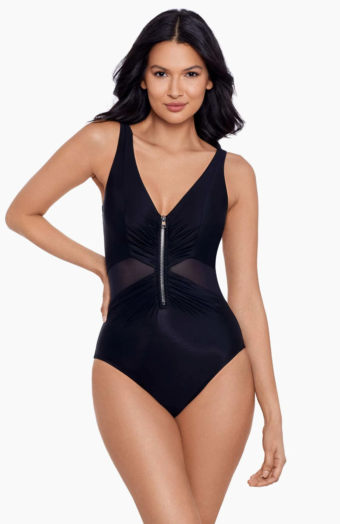 Miraclesuit: One Piece Network News Vive Zip Up Swimsuit