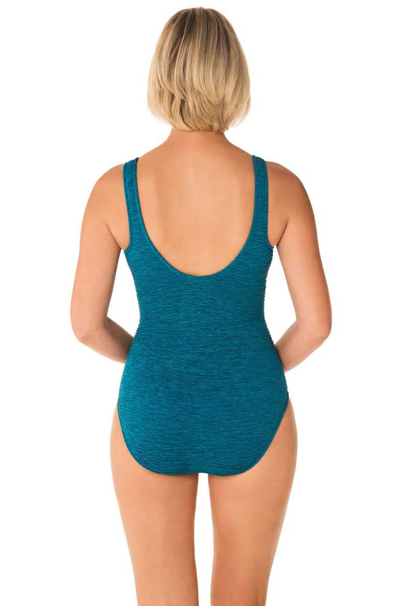 Penbrooke :One Piece Krinkle Chlorine Resistant Cross Over Swimsuit - COSMO