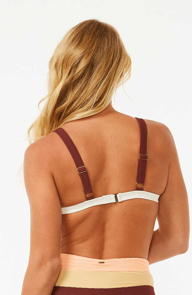 Rip Curl: Block Party Spliced Fixed Triangle Bikini Top - BONE