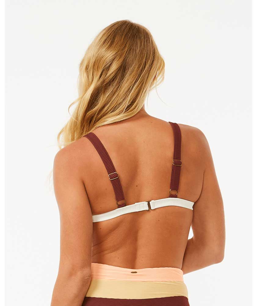 Rip Curl: Block Party Spliced Fixed Triangle Bikini Top - BONE