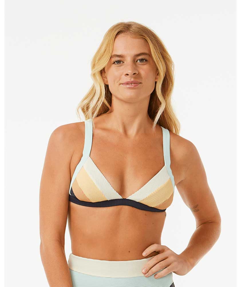 Rip Curl: Block Party Spliced Fixed Triangle Bikini Top - NAVY