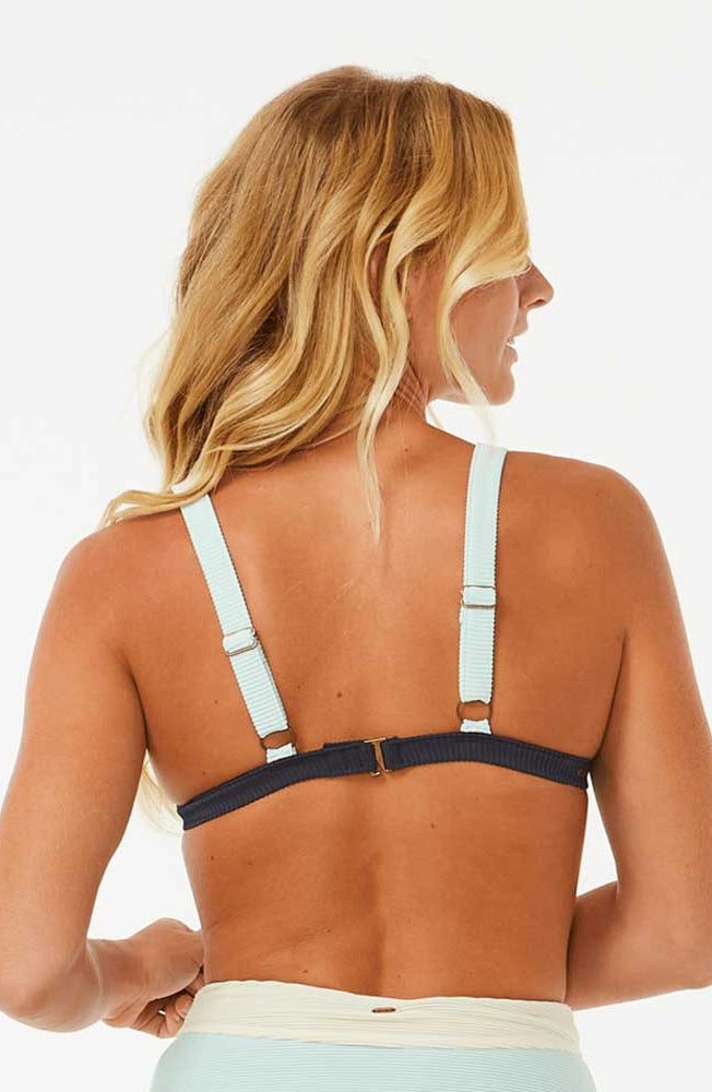 Rip Curl: Block Party Spliced Fixed Triangle Bikini Top - NAVY