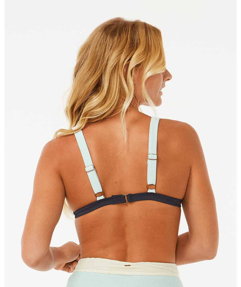 Rip Curl: Block Party Spliced Fixed Triangle Bikini Top - NAVY