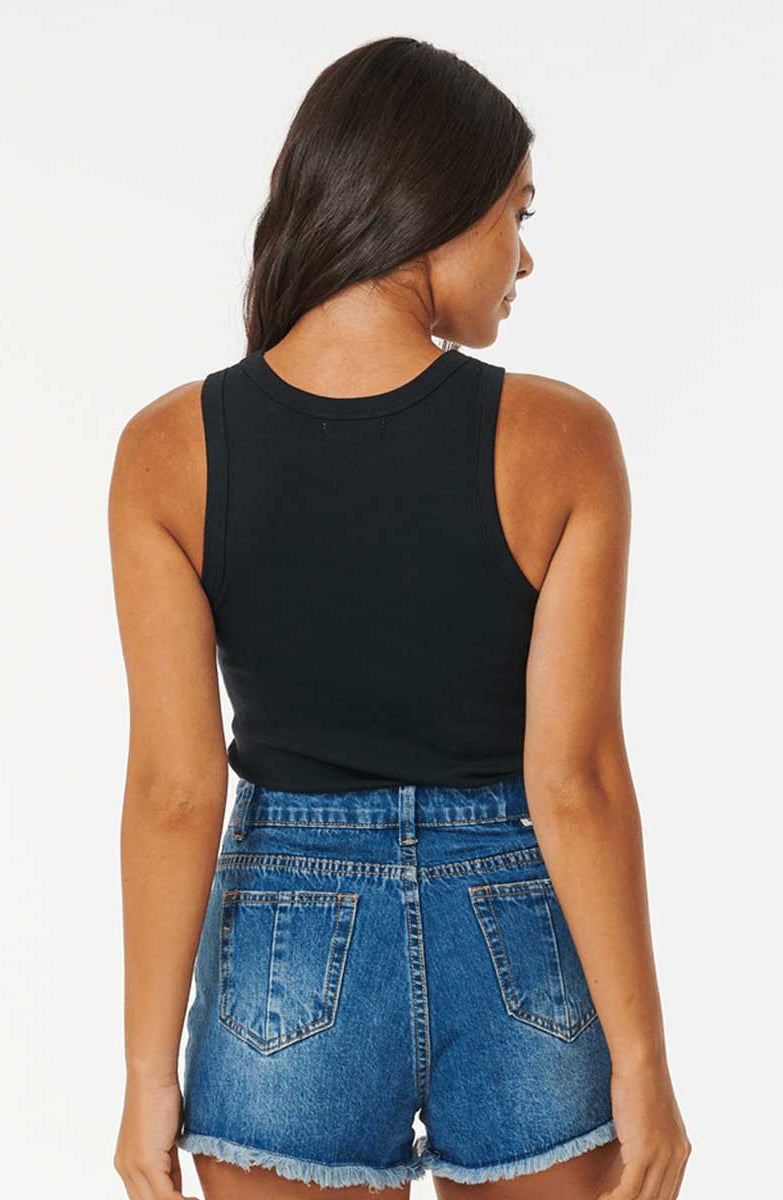 Rip Curl: Classic Ribbed Tank - BLACK