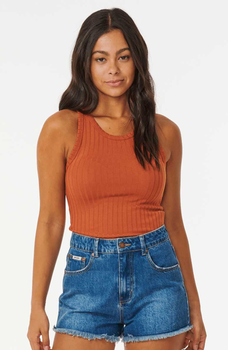 Rip Curl: Premium Rib Solid Tank - AUBURN