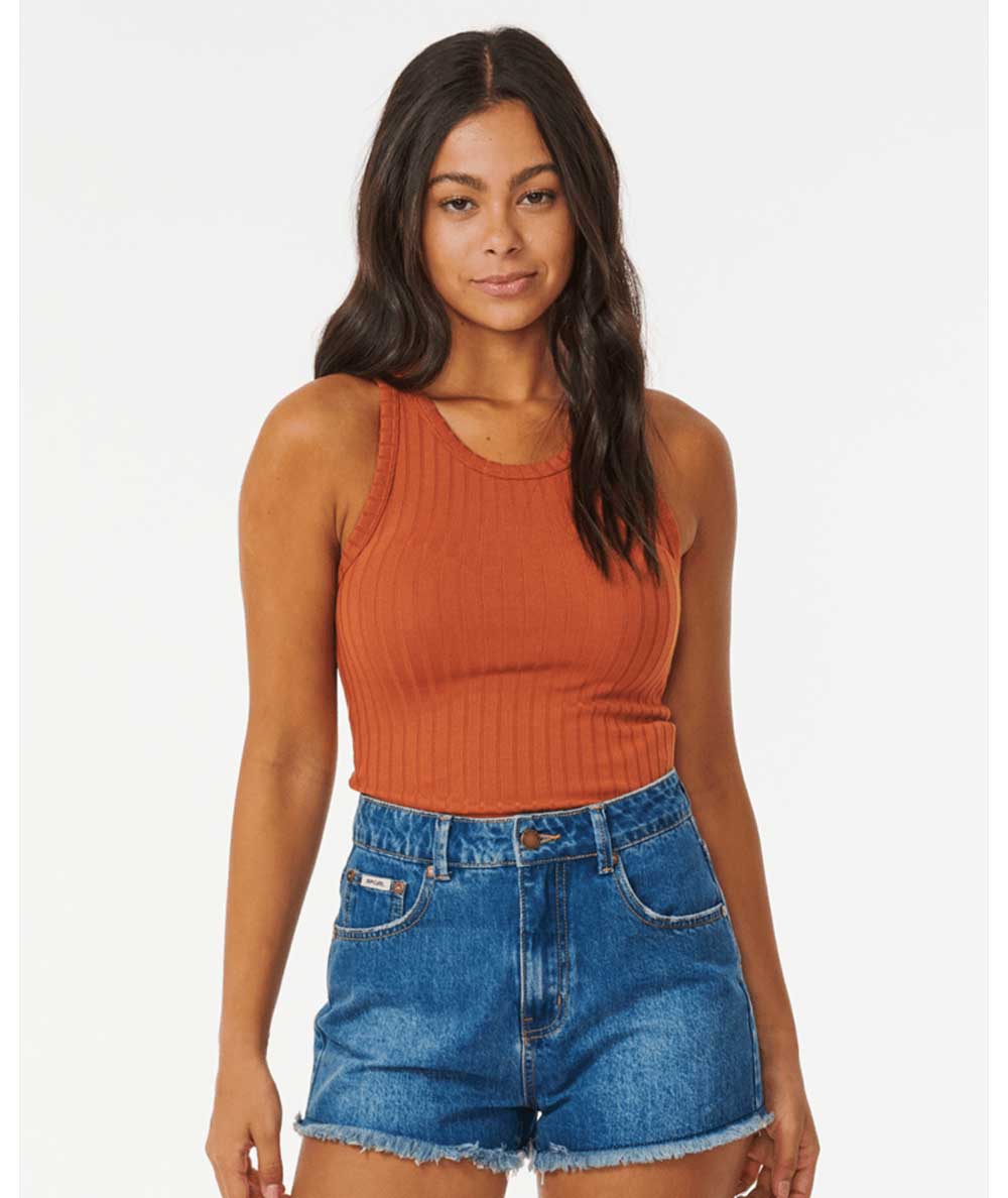 Rip Curl: Premium Rib Solid Tank - AUBURN