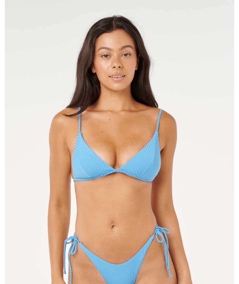 Rip Curl: Premium Surf Banded Fixed Triangle Bikini Top - AZUREBLU