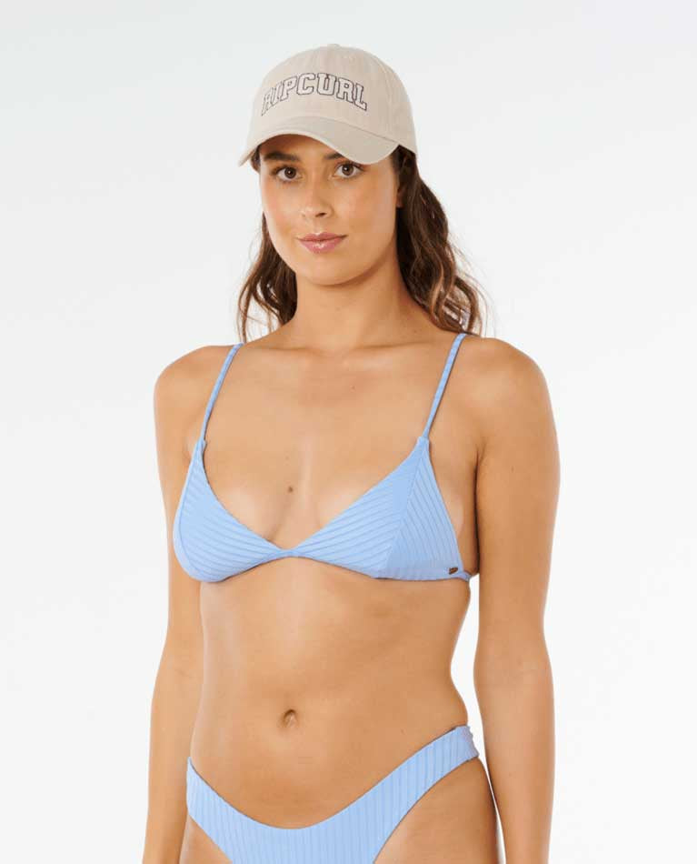 Rip Curl: Premium Surf Banded Fixed Triangle Bikini Top - LT.BLUE