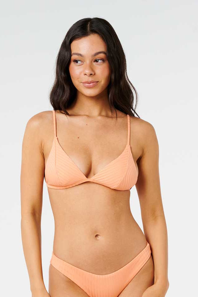 Rip Curl: Premium Surf Banded Fixed Triangle Bikini Top - PAPAYA