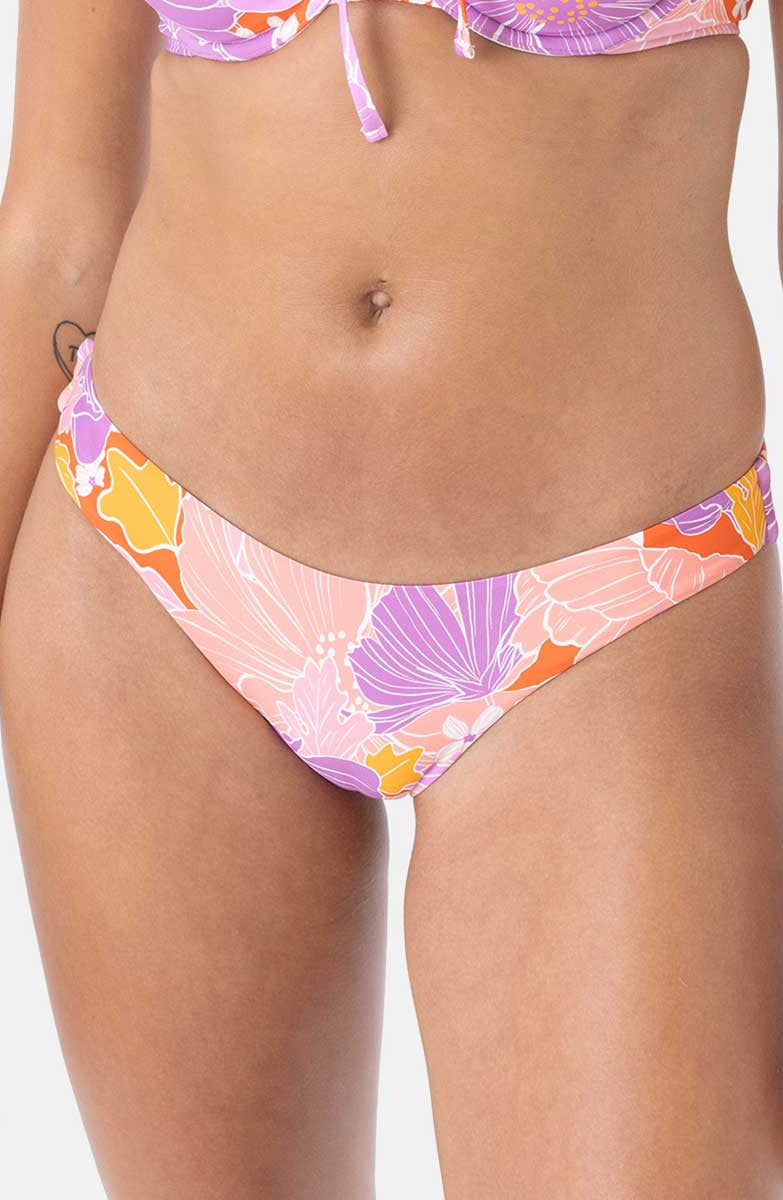 Roxy: Bell Bottom Blooms Hipster Shirred Cheeky Bikini Bottom
