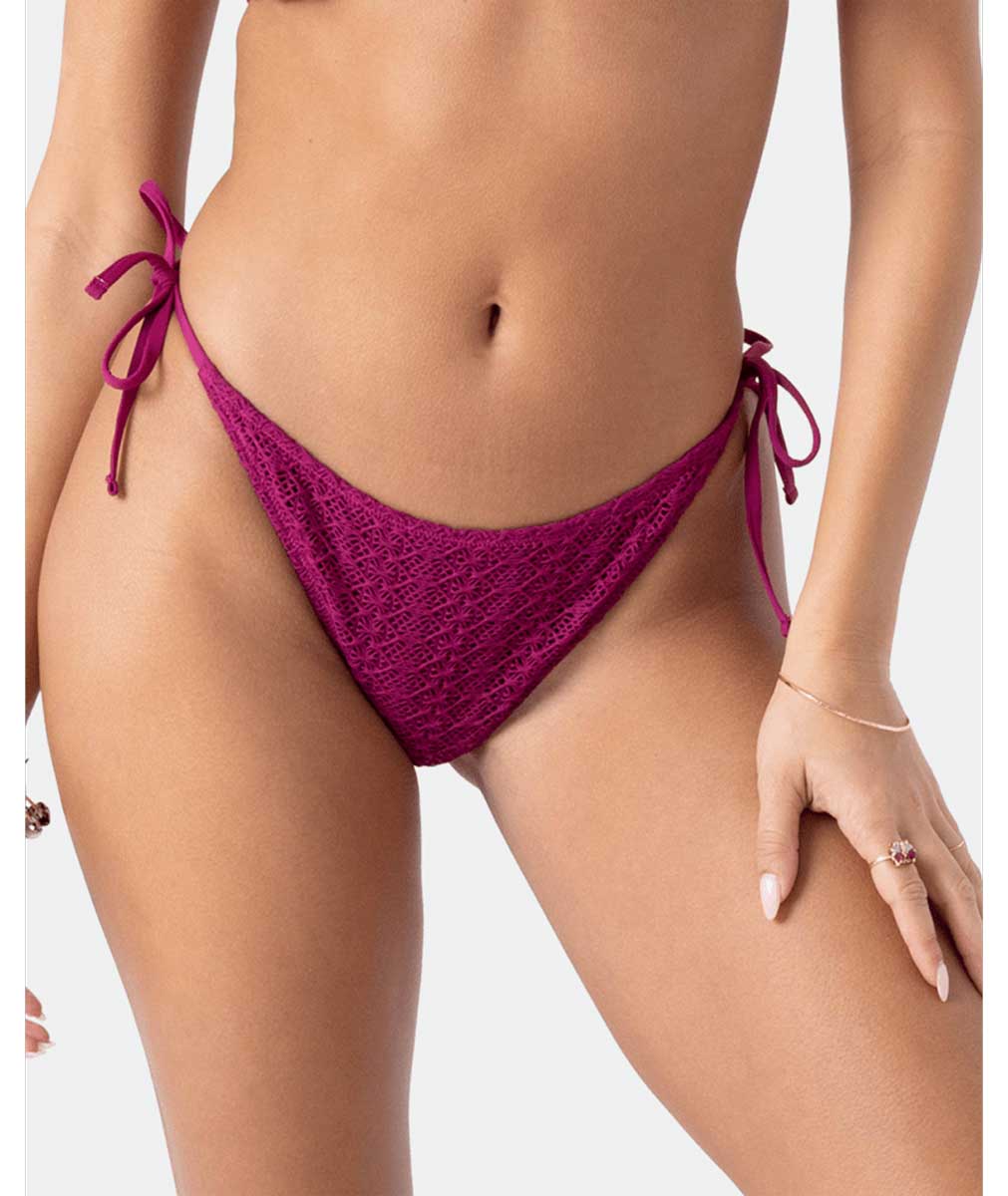 Roxy: Crochet Tie Side Cheeky Bikini Bottom - RAS