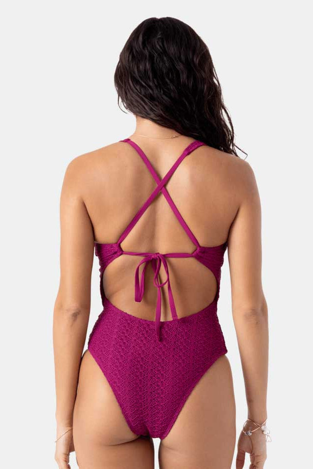 Roxy: One Piece Solid Crochet Plunge Mio