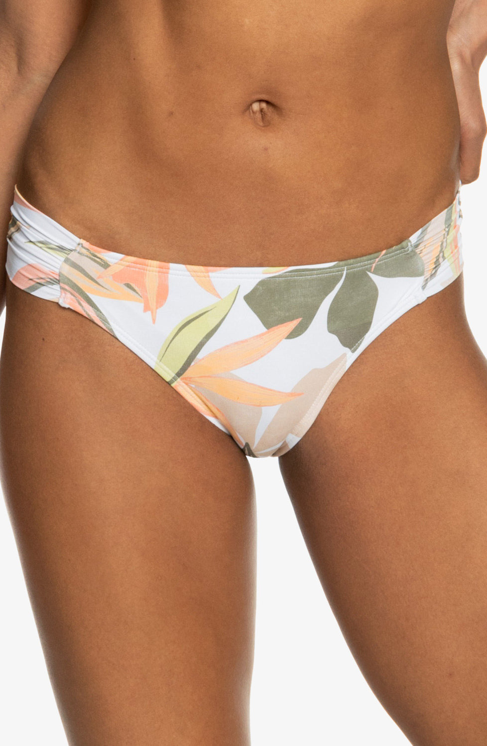 Roxy: Printed Beach Classics Moderate Bikini Bottom - BRIGHT WHITE FLOWER