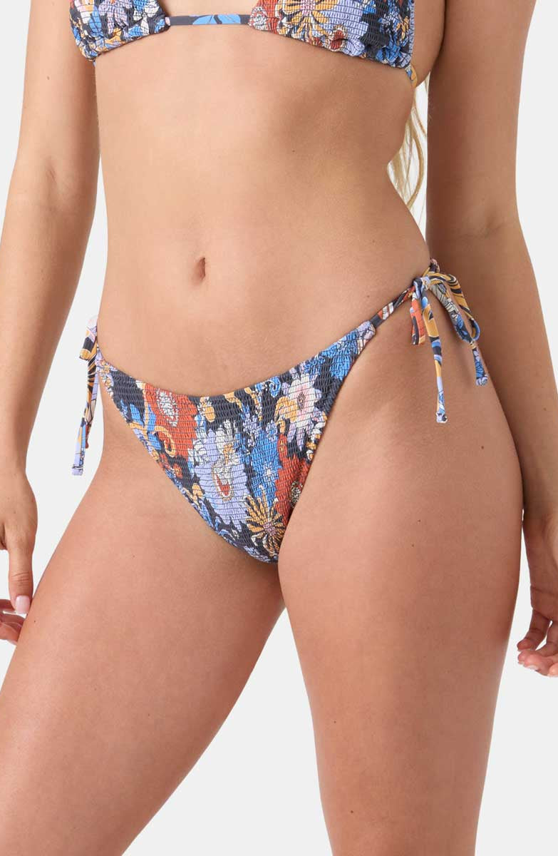 Roxy: Soulflower Smocked Tie Side Cheeky Bikini Bottom