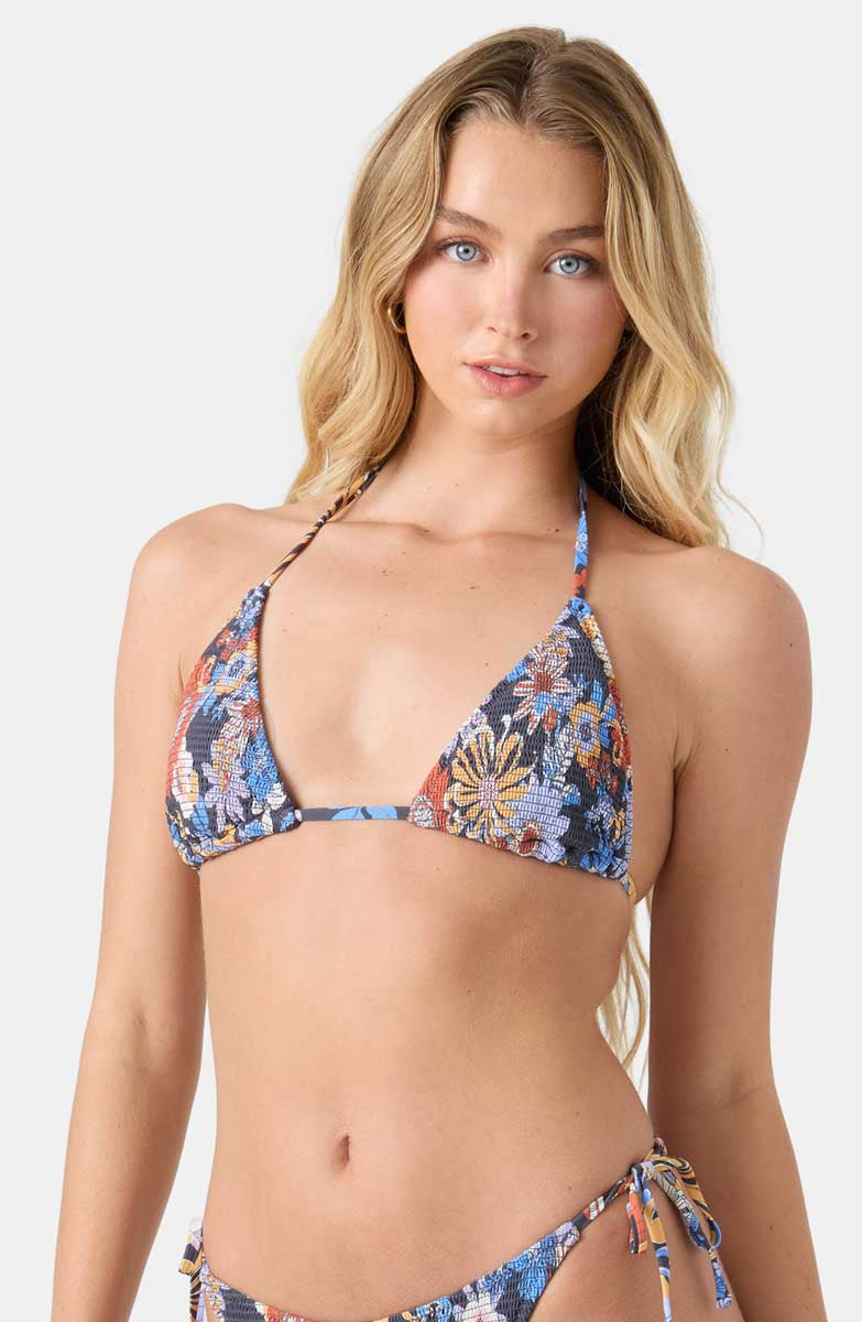Roxy: Soulflower Smocked Tiki Triangle Bikini Top