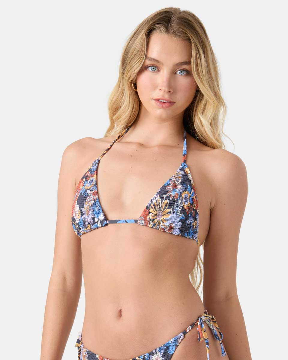 Roxy: Soulflower Smocked Tiki Triangle Bikini Top